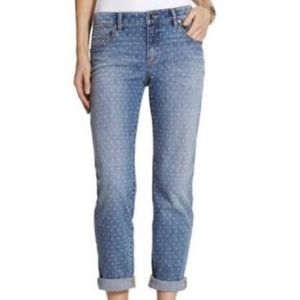 Chico’s Platinum Skimmer white polka dot Jeans